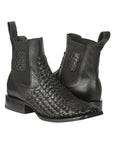El General Men’s Rodeo Black Petatillo Woven Ankle Boots 45181