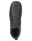 El General Men’s Black Woven Ankle Boots with Zipper 45183
