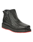 El General Men’s Black Woven Ankle Boots with Zipper 45183