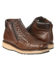 El General Men’s Brown Woven Ankle Boots with Zipper 45184