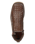 El General Men’s Brown Woven Ankle Boots with Zipper 45184