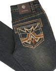 Centenario Men's Tinted Brown Denim with Embroidered Details 45316