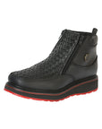 Sefeni Men’s Double Zipper Shoe Crazy Leather - Black 45394