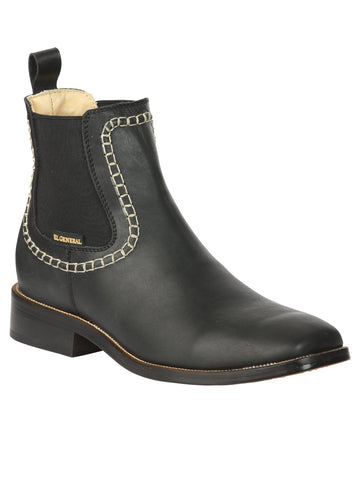 El General Men’s Leather Ankle Boots - Black 45420