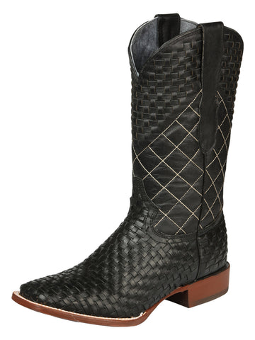 El General Men’s Black Petatillo Leather Rodeo Boots 45438