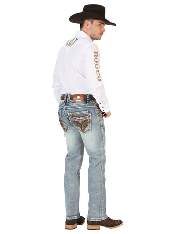 Centenario Men's Premium Denim Boot Cut Pants - Dark Blue 45530