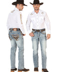 Centenario Men's Premium Denim Boot Cut Pants - Dark Blue 45530
