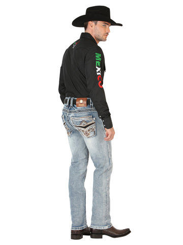 Centenario Men's Premium Denim Boot Cut Pants - Black 45532