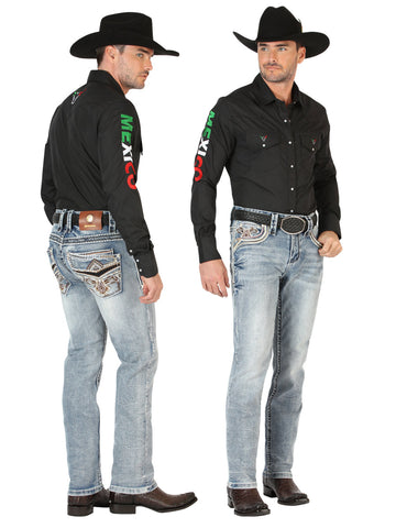 Centenario Men's Premium Denim Boot Cut Pants - Black 45532