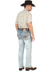Centenario Men's Premium Denim Boot Cut Pants - Medium Blue 45533
