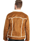 El General Men’s Tan Suede Sherpa-Lined Jacket 45634