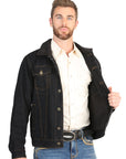 El General Men’s Black Denim Sherpa-Lined Jacket 45641