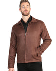 El General Men’s Suede Zipper Jacket - Brown 45649