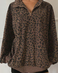Leopard Corduroy Quarter-Zip Sweatshirt