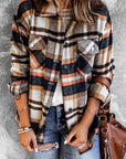 Plaid Pocketed Button Front Shacket