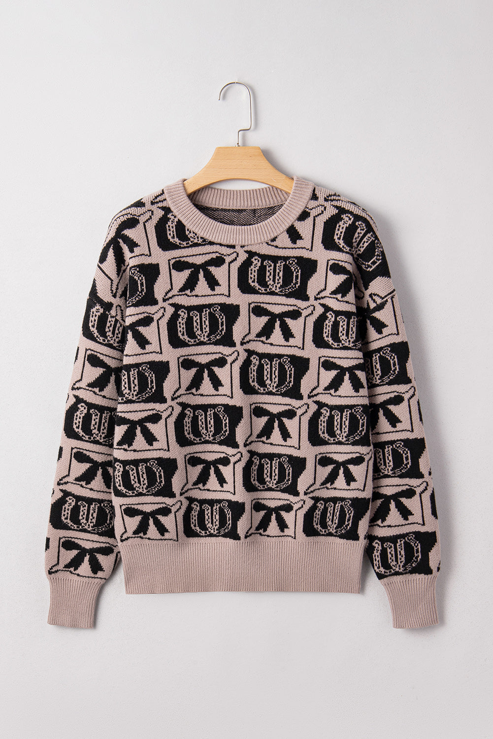 Western Bows &amp; Horseshoes Long Sleeve Sweater