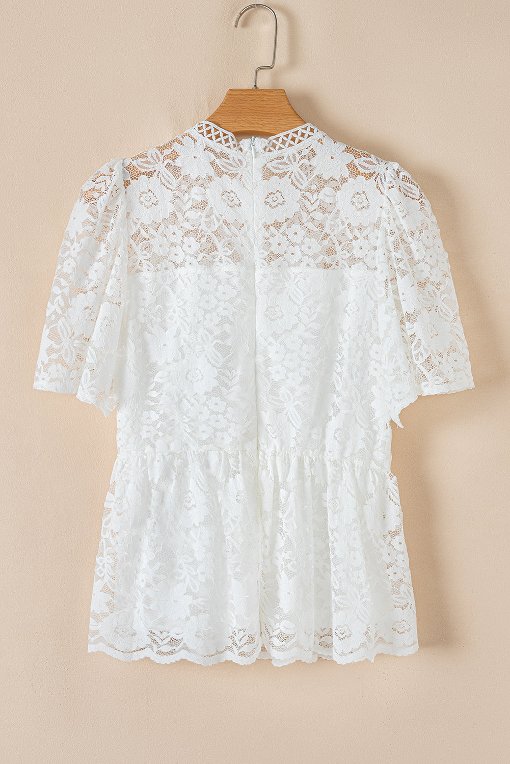 Maliyah Scalloped Floral Lace Peplum Blouse