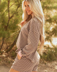 Checker Long Sleeve Pullover and Shorts Set