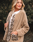 Leopard Plush Pocketed Jacket