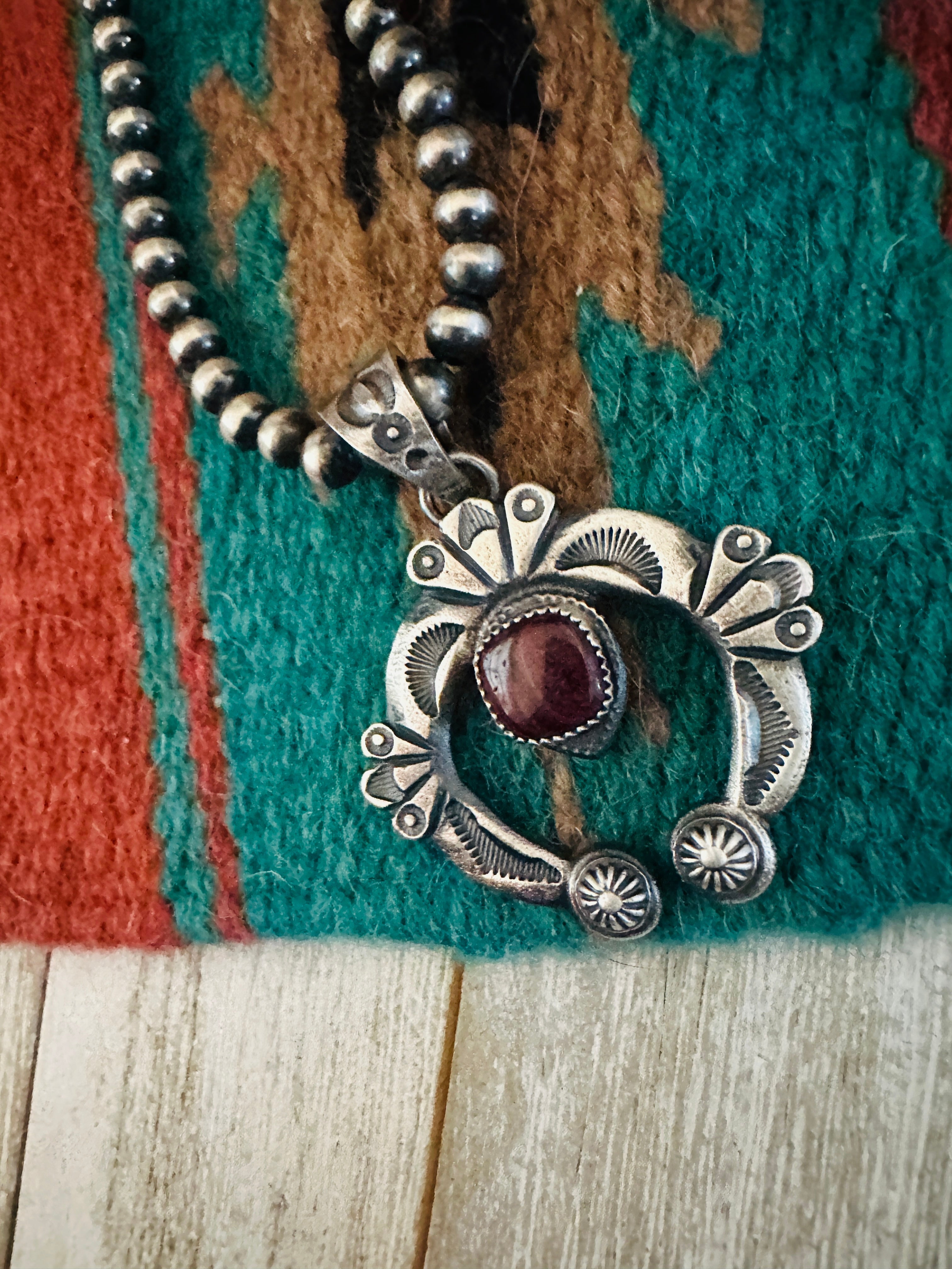 Navajo Sterling Silver & Purple Spiny Naja Pendant by Kevin Billah