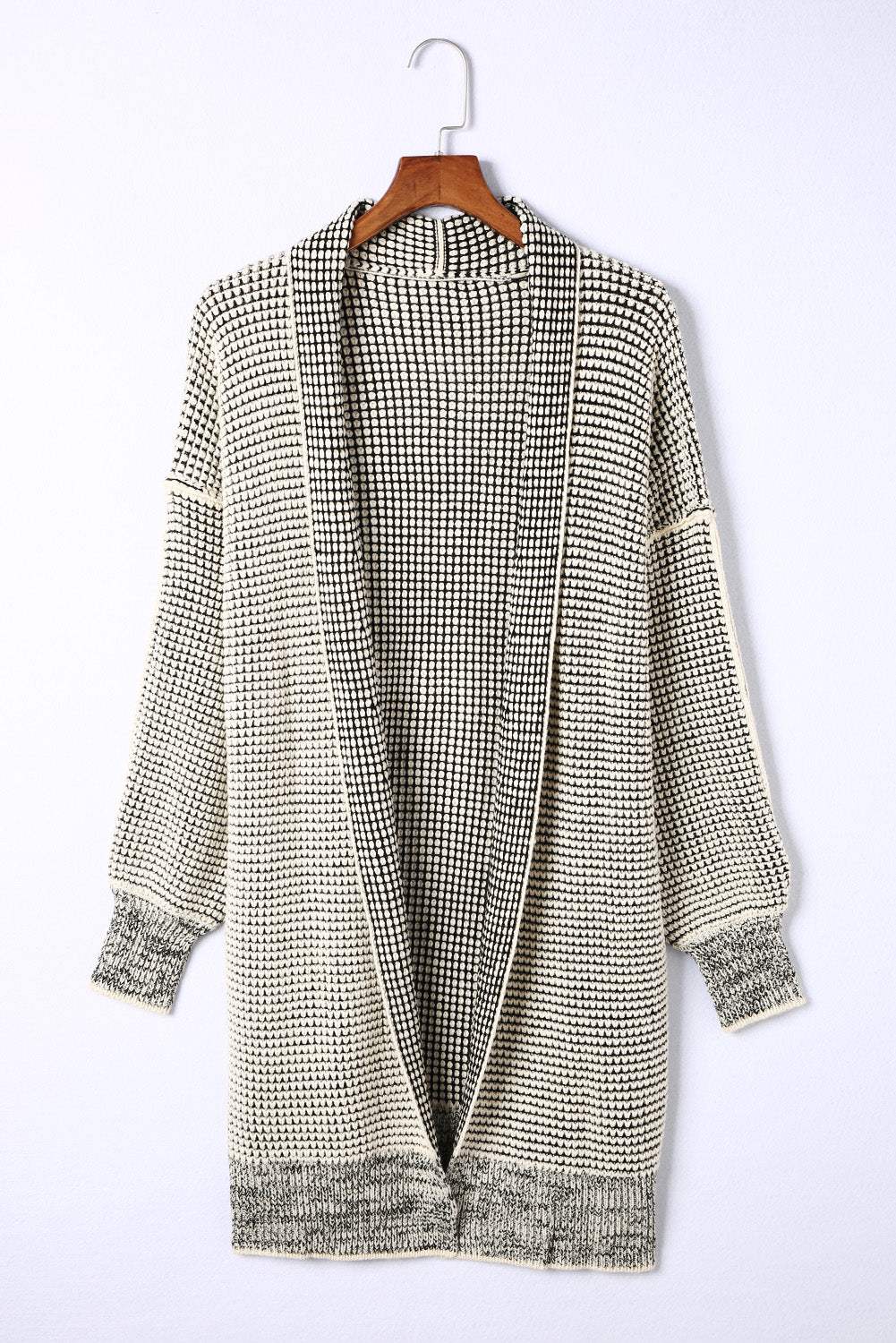 Plaid Open Front Long Cardigan