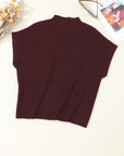 Solid Ribbed Knit Patch Pocket Short Sleeve Sweater