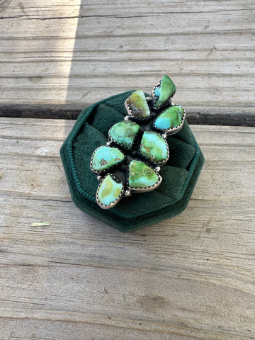 Handmade Sonoran Mountain Turquoise & Sterling Silver Adjustable Cluster Ring