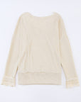 Isabella Texture Lace Trim Long Sleeve Top