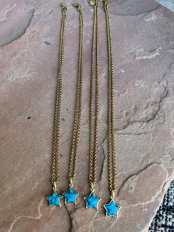 Handmade Turquoise Star Necklace - Golden Collection | 18 Inches