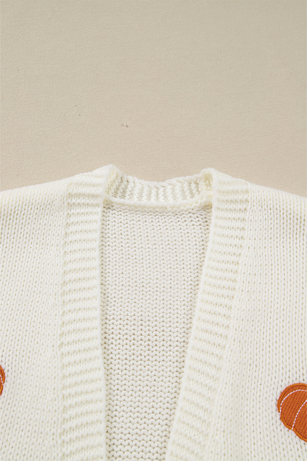 Pumpkin Embroidered Open Front Drop Shoulder Cardigan