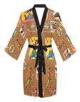Vintage Cowgirl Collage Kimono Satin Robe
