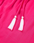 Zayla Embroidered Tassel Tie V Neck Blouse
