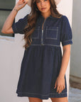 Melina Zipped up Denim Dress