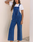 Elodie Knotted Strap Wide Leg Denim Overalls