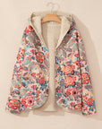 Floral Sherpa Lined Hooded Jacket