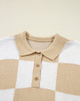 Checker Collared Long Sleeve Sweater