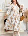 Plus Size Floral 3/4 Ruffle Sleeve Tiered Maxi Dress