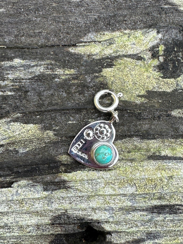 Sterling Silver and Turquoise Garden Heart Charm