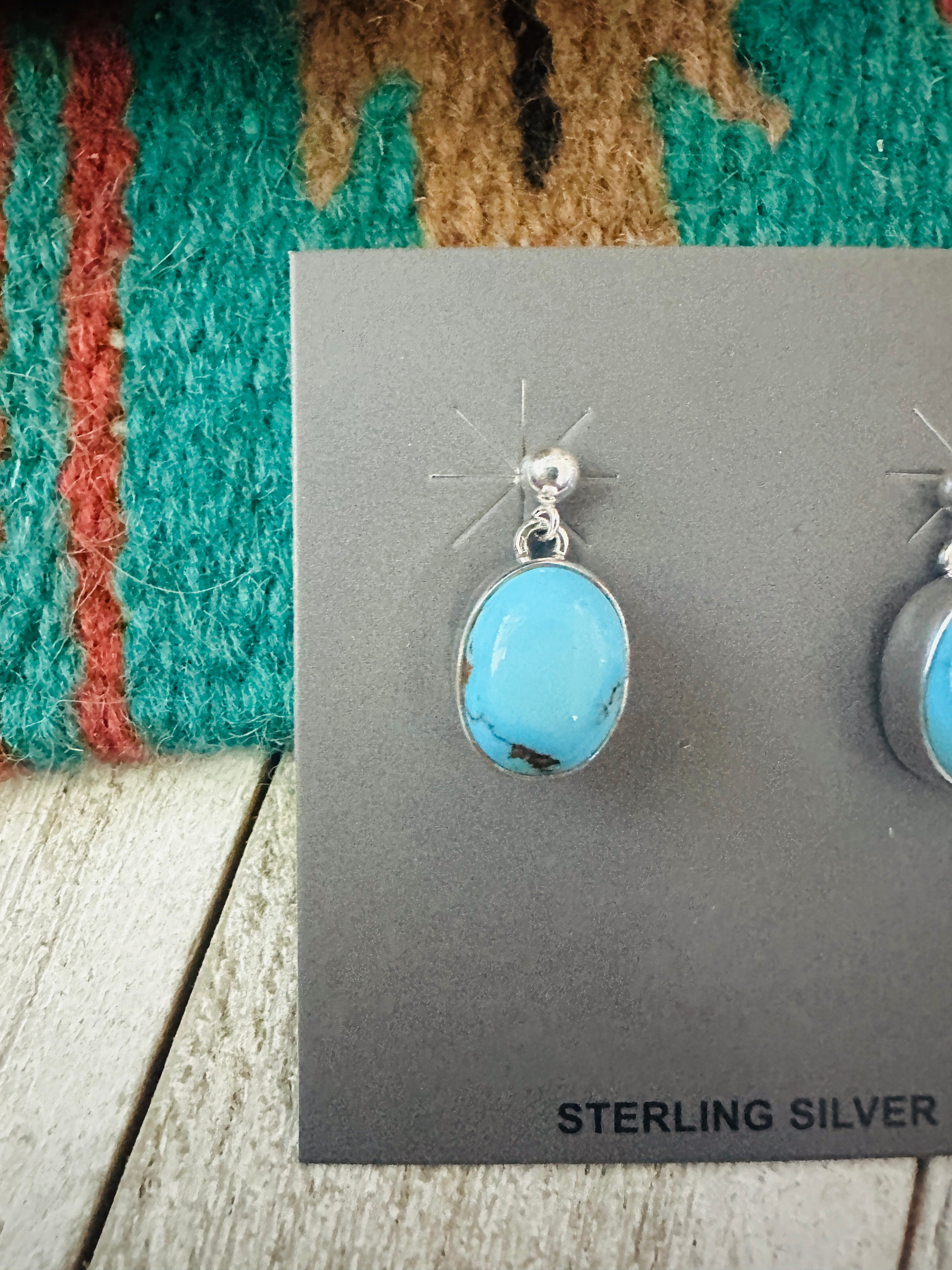 Navajo Golden Hills Turquoise & Sterling Silver Dangle Earrings