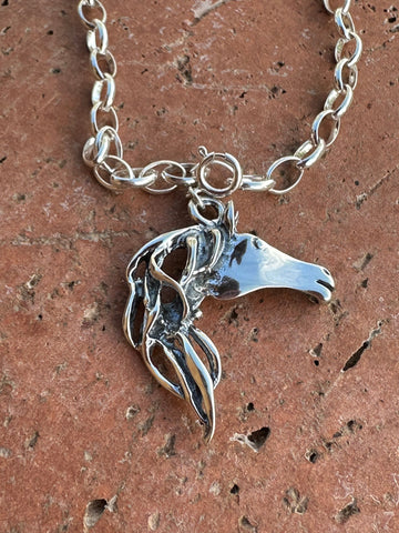 Native Crafted Sterling Silver Wild Horse Charm