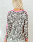 Leopard Varsity Stripe V-Neck Long Sleeve Top