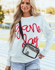 GAME DAY Tinsel Drop Shoulder Sweatshirt