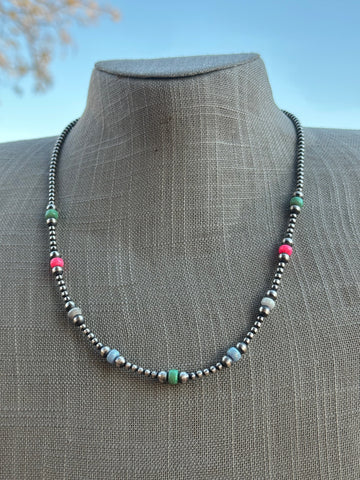 Navajo Style Navajo Pearl Sterling Silver Sherbet Opal Necklaces