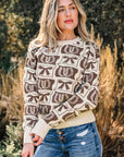 Sofia Western Fashion Print Sweater