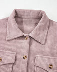 Solid Corduroy Button-Up Pocketed Shacket