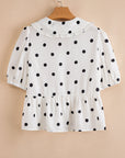 Polka Dot Frilled Collar Top