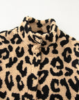 Plus Size Leopard Sherpa Buttoned Vest Jacket