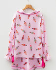 Nutcracker Contrast Trim Bow Tie Pajama Set