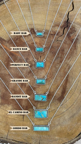 Handmade Sterling Silver Kingman Turquoise Bar Necklaces