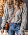 Brielle Turtleneck Drop Shoulder Bubble Sleeve Knit Sweater